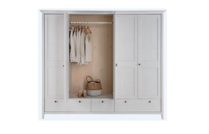 Viola, Kleiderschrank Schrank Türen/2Schubladen, laugenfarbig oder Weiss ab 3